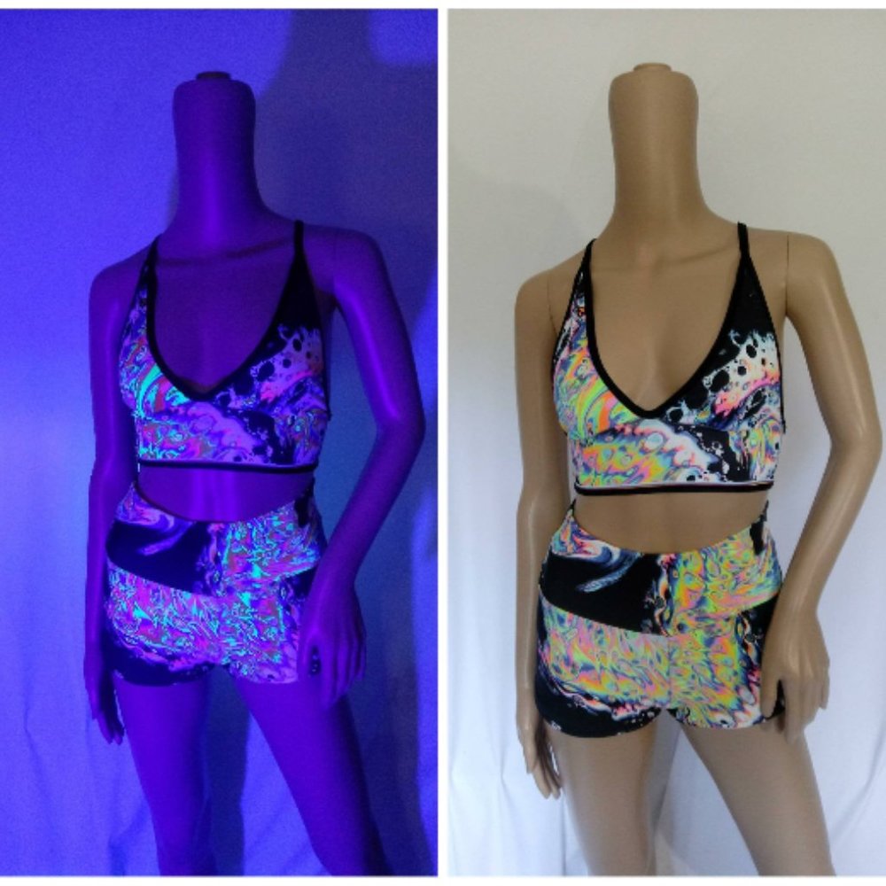 UV Black Light Reactive High Waisted Booty Shorts